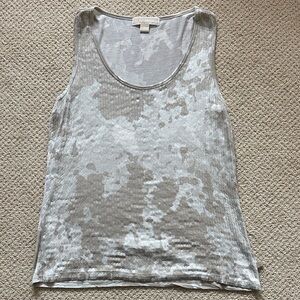 Michael Kors Silver Sequin Scoop Neck Tank Top
